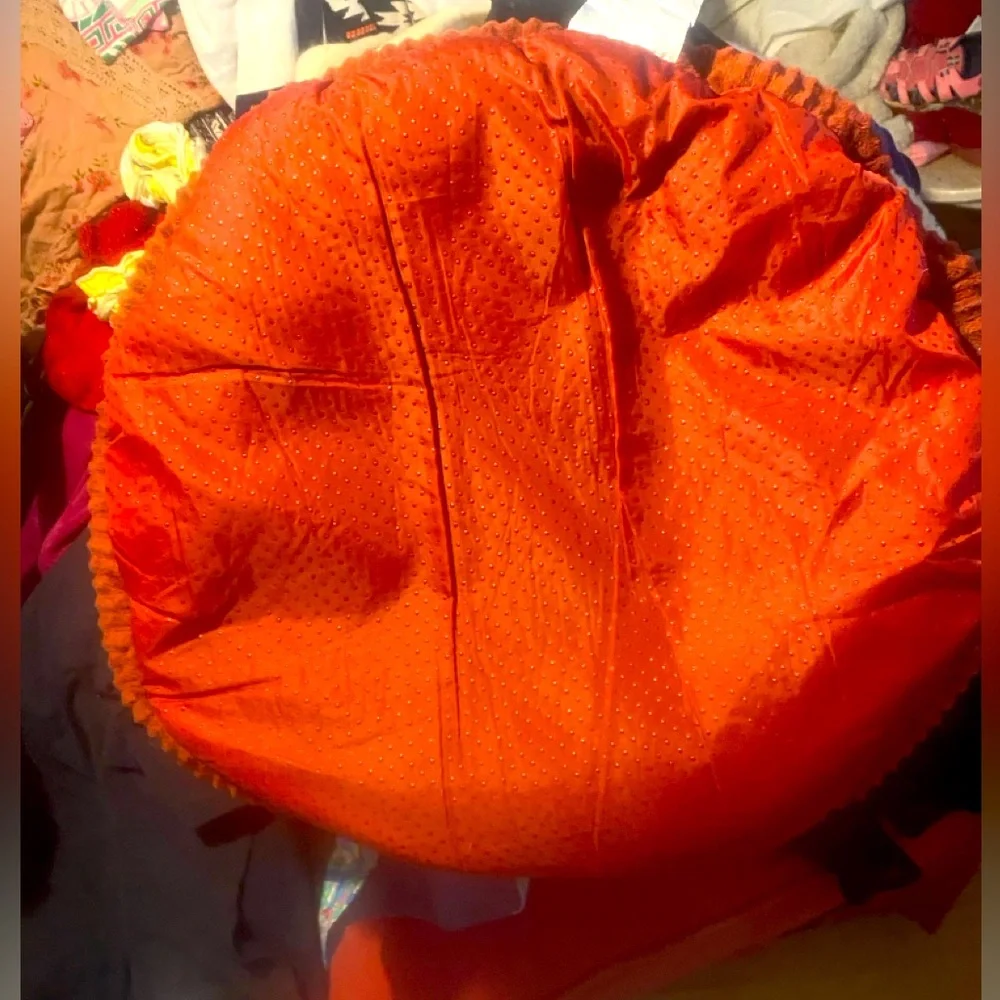 Cozy Tan and Orange Pet Bed Colors, shapes, or sizes may vary. Lets talk. 😊
